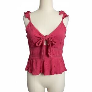 Patrons of Peace Pink Tank Blouse Shirt Top M Medium New NWT Ruffled Cottage